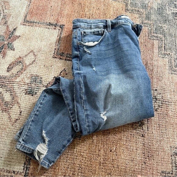 pistola Denim - Pistola Light Wash Distressed High Waisted Button Fly Skinny Jeans sz 22W